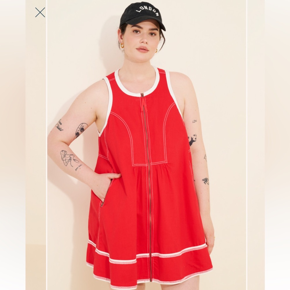 Red Anthropologie Pilcro Red Denim Dress NWT Large